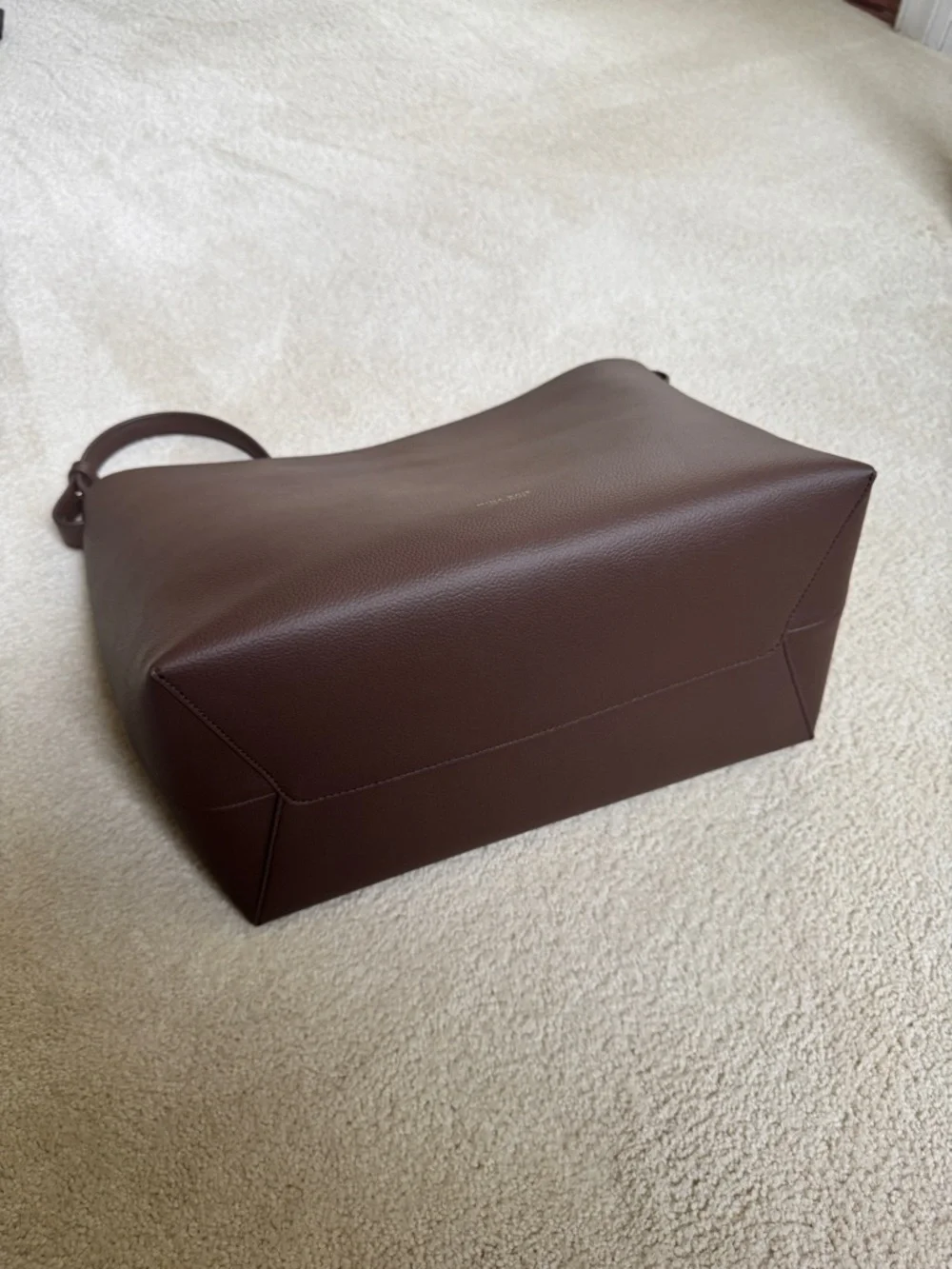 Minimalist Brown Vegan Leather Tote - Picture 2 of 5